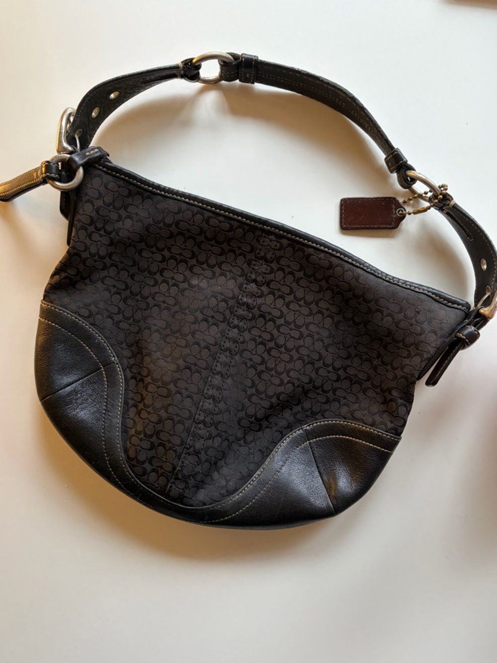 Y2K Coach Black Signature Hobo Shoulder Bag